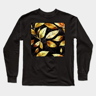 Golden leaves watercolor leaves Long Sleeve T-Shirt